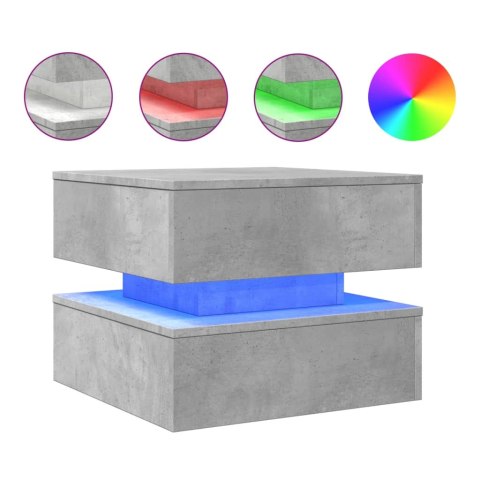 STOLIK KAWOWY Z PODŚWIETLENIEM LED SZAROŚĆ BETONU 50X50X40CM