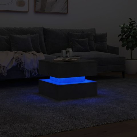 STOLIK KAWOWY Z PODŚWIETLENIEM LED SZAROŚĆ BETONU 50X50X40CM