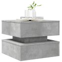 STOLIK KAWOWY Z PODŚWIETLENIEM LED SZAROŚĆ BETONU 50X50X40CM
