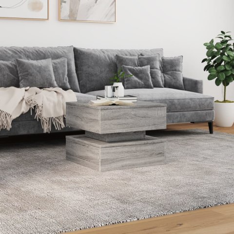 STOLIK KAWOWY Z OŚWIETLENIEM LED SZARY DĄB SONOMA 50X50X40CM