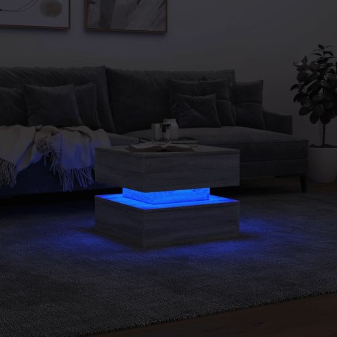 STOLIK KAWOWY Z OŚWIETLENIEM LED SZARY DĄB SONOMA 50X50X40CM