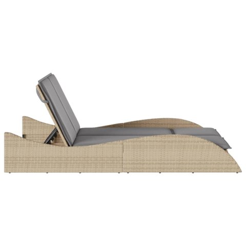 LEŻANKA Z PODUSZKAMI BEŻOWA 114X205X73CM POLIRATTAN