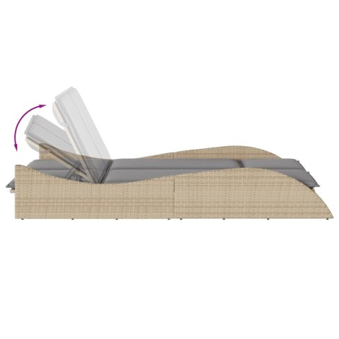 LEŻANKA Z PODUSZKAMI BEŻOWA 114X205X73CM POLIRATTAN