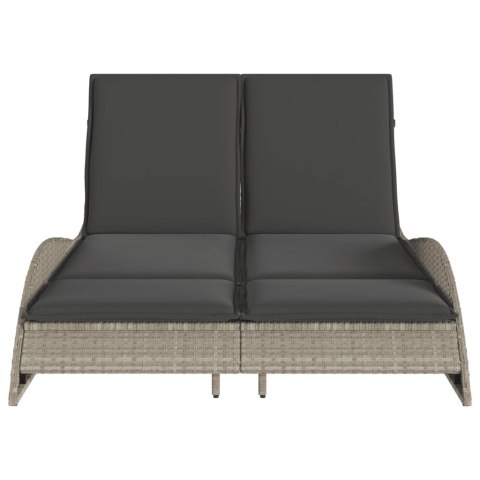 LEŻANKA Z PODUSZKAMI JASNOSZARA 114X205X73CM POLIRATTAN