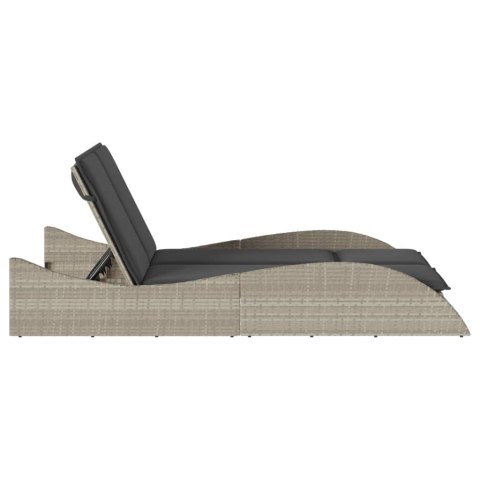 LEŻANKA Z PODUSZKAMI JASNOSZARA 114X205X73CM POLIRATTAN