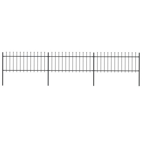 OGRODZENIE Z PRĘTÓW Z GROTAMI STALOWE 5,1X 0,8M CZARNE