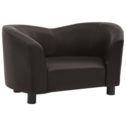 SOFA DLA PSA BRĄZOWA 67X41X39CM SZTUCZNA SKÓRA