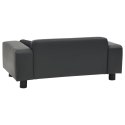 SOFA DLA PSA CIEMNOSZARA 81X43X31CM PLUSZ I SZTUCZNA SKÓRA