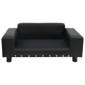 SOFA DLA PSA CZARNA 81X43X31CM PLUSZ I SZTUCZNA SKÓRA