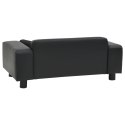 SOFA DLA PSA CZARNA 81X43X31CM PLUSZ I SZTUCZNA SKÓRA