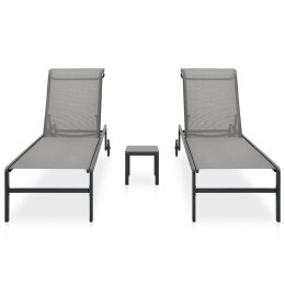 ZESTAW 2 LEŻAKÓW ZE STOLIKIEM TEXTILENE I STAL