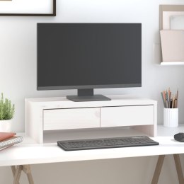 PODSTAWKA NA MONITOR BIAŁA 50X27X15CM LITE DREWNO SOSNOWE