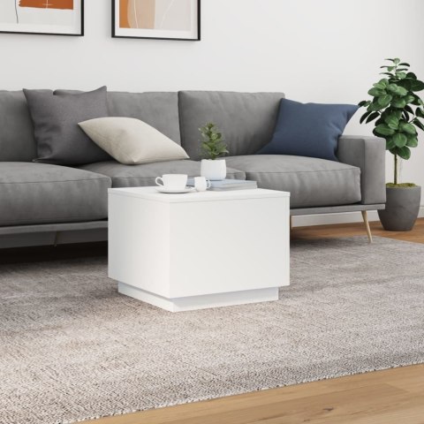 STOLIK KAWOWY Z OŚWIETLENIEM LED BIAŁY 50X50X40CM