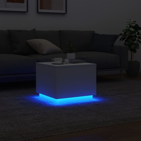 STOLIK KAWOWY Z OŚWIETLENIEM LED BIAŁY 50X50X40CM