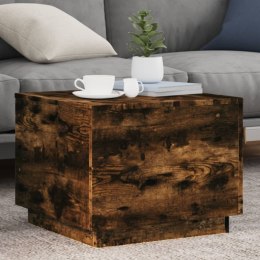 STOLIK KAWOWY Z OŚWIETLENIEM LED PRZYDYMIONY DĄB 50X50X40CM