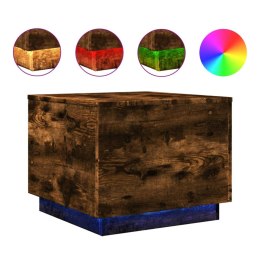STOLIK KAWOWY Z OŚWIETLENIEM LED PRZYDYMIONY DĄB 50X50X40CM
