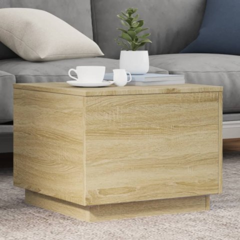 STOLIK KAWOWY Z PODŚWIETLENIEM LED DĄB SONOMA 50X50X40CM