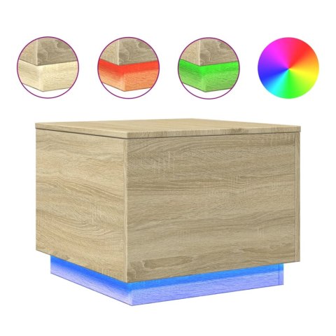 STOLIK KAWOWY Z PODŚWIETLENIEM LED DĄB SONOMA 50X50X40CM