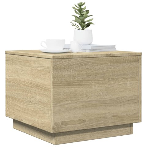 STOLIK KAWOWY Z PODŚWIETLENIEM LED DĄB SONOMA 50X50X40CM