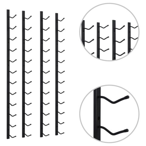ŚCIENNE STOJAKI NA 12 BUTELEK WINA 2 SZT. CZARNE ŻELAZNE