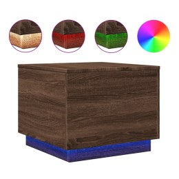 STOLIK KAWOWY Z OŚWIETLENIEM LED BRĄZOWY DĄB 50X50X40CM