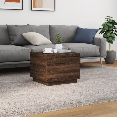 STOLIK KAWOWY Z OŚWIETLENIEM LED BRĄZOWY DĄB 50X50X40CM