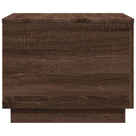 STOLIK KAWOWY Z OŚWIETLENIEM LED BRĄZOWY DĄB 50X50X40CM