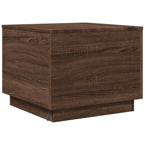 STOLIK KAWOWY Z OŚWIETLENIEM LED BRĄZOWY DĄB 50X50X40CM