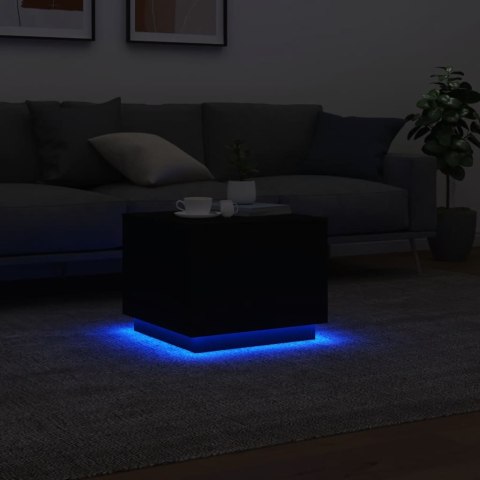 STOLIK KAWOWY Z OŚWIETLENIEM LED CZARNY 50X50X40CM