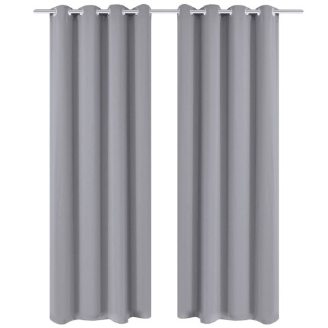 ZASŁONY ZACIEMNIAJĄCE Z PIERŚCIENIAMI 2 SZT. SZARE 135X245CM