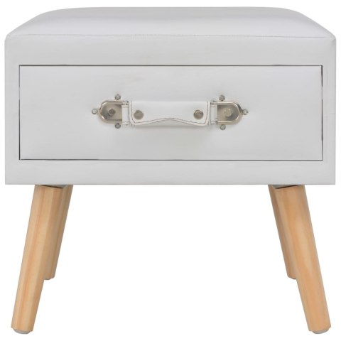 SZAFKA NOCNA BIAŁA 40X35X40CM SZTUCZNA SKÓRA