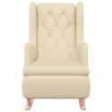 FOTEL BUJANY Z KAUCZUKOWYMI NÓŻKAMI KREMOWY OBITY TKANINĄ