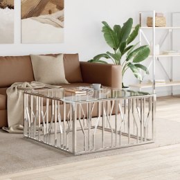 STOLIK KAWOWY 100X100X50CM STAL NIERDZEWNA I SZKŁO