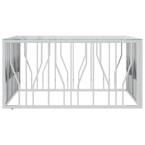 STOLIK KAWOWY 100X100X50CM STAL NIERDZEWNA I SZKŁO