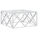 STOLIK KAWOWY 80X80X40CM STAL NIERDZEWNA I SZKŁO