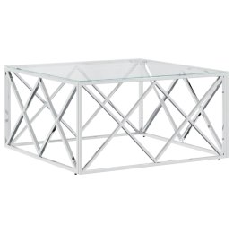 STOLIK KAWOWY 80X80X40CM STAL NIERDZEWNA I SZKŁO