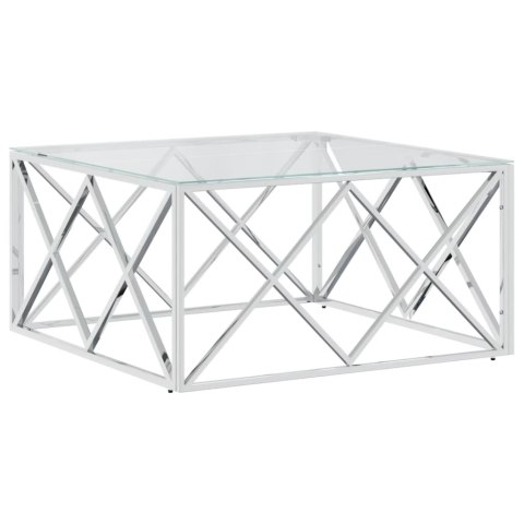 STOLIK KAWOWY 80X80X40CM STAL NIERDZEWNA I SZKŁO