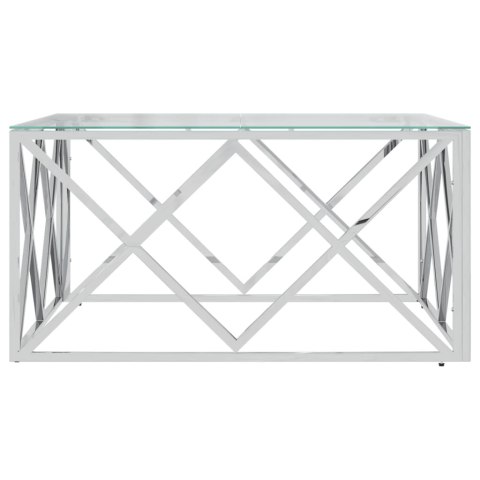 STOLIK KAWOWY 80X80X40CM STAL NIERDZEWNA I SZKŁO