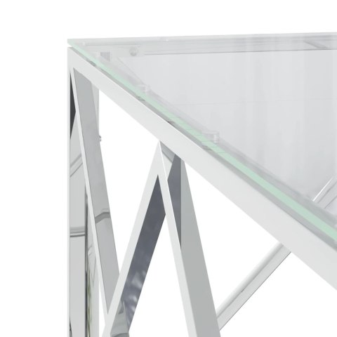 STOLIK KAWOWY 80X80X40CM STAL NIERDZEWNA I SZKŁO