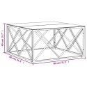 STOLIK KAWOWY 80X80X40CM STAL NIERDZEWNA I SZKŁO