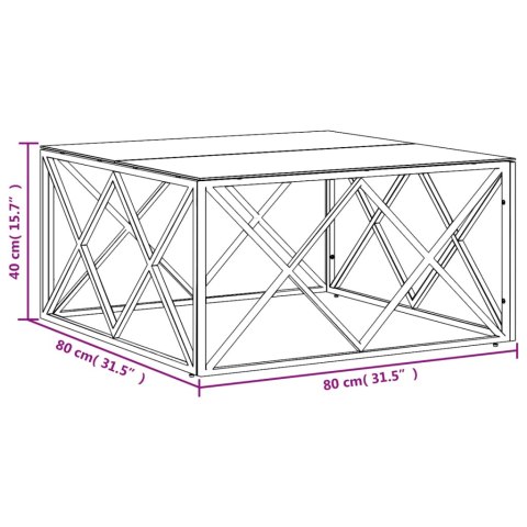 STOLIK KAWOWY 80X80X40CM STAL NIERDZEWNA I SZKŁO