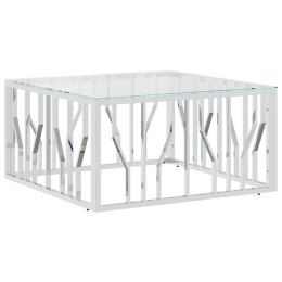 STOLIK KAWOWY 80X80X40CM STAL NIERDZEWNA I SZKŁO