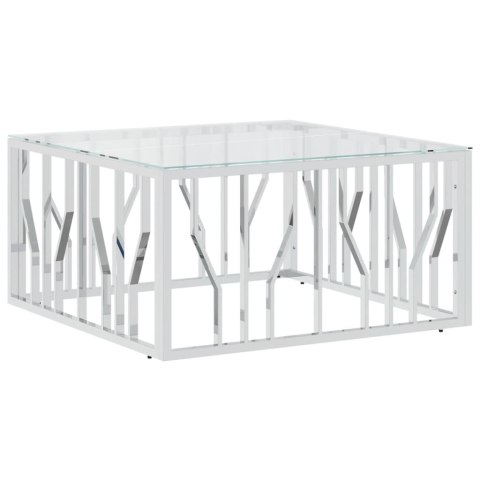 STOLIK KAWOWY 80X80X40CM STAL NIERDZEWNA I SZKŁO