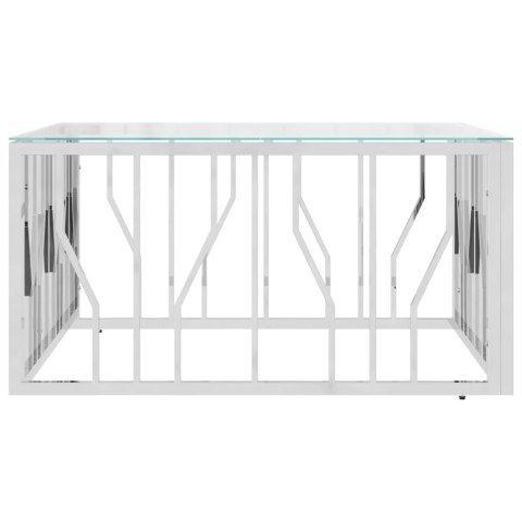 STOLIK KAWOWY 80X80X40CM STAL NIERDZEWNA I SZKŁO