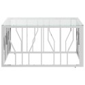 STOLIK KAWOWY 80X80X40CM STAL NIERDZEWNA I SZKŁO