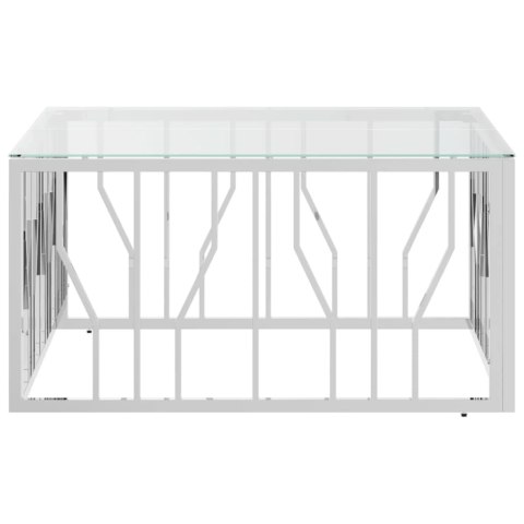 STOLIK KAWOWY 80X80X40CM STAL NIERDZEWNA I SZKŁO