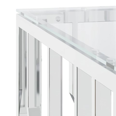 STOLIK KAWOWY 80X80X40CM STAL NIERDZEWNA I SZKŁO
