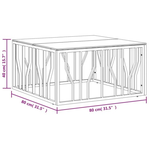 STOLIK KAWOWY 80X80X40CM STAL NIERDZEWNA I SZKŁO
