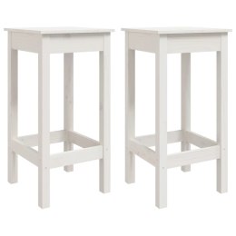 STOŁKI BAROWE 2 SZT. BIAŁE 40X40X78CM LITE DREWNO SOSNOWE