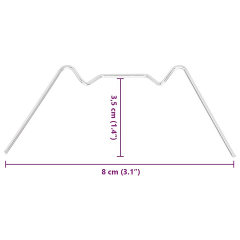 SPINKI DO SZKLARNI 100 SZT. W KSZTAŁCIE W STAL GALWANIZOWANA